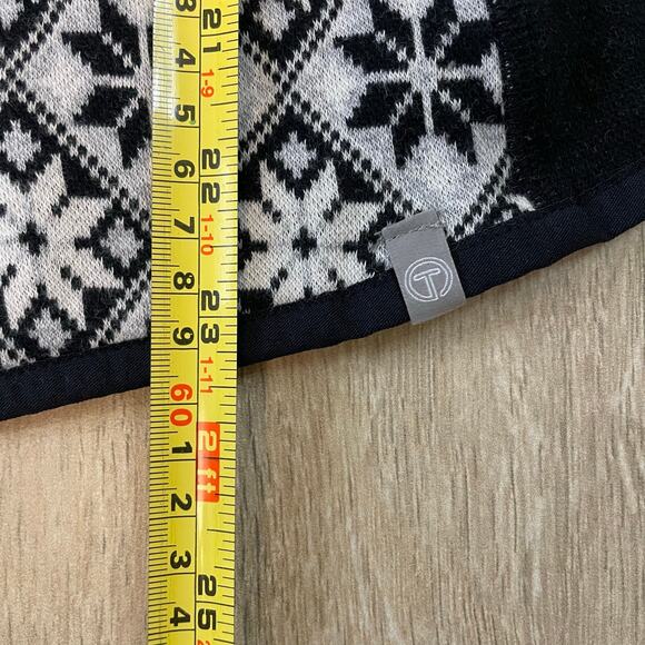 T by Talbots Fair Isle Half Zip Top & Leggings Set Women’s Small Black White - Picture 8 of 16